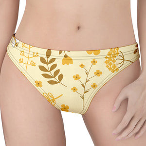 Flower Bee Pattern Print Women's Thong