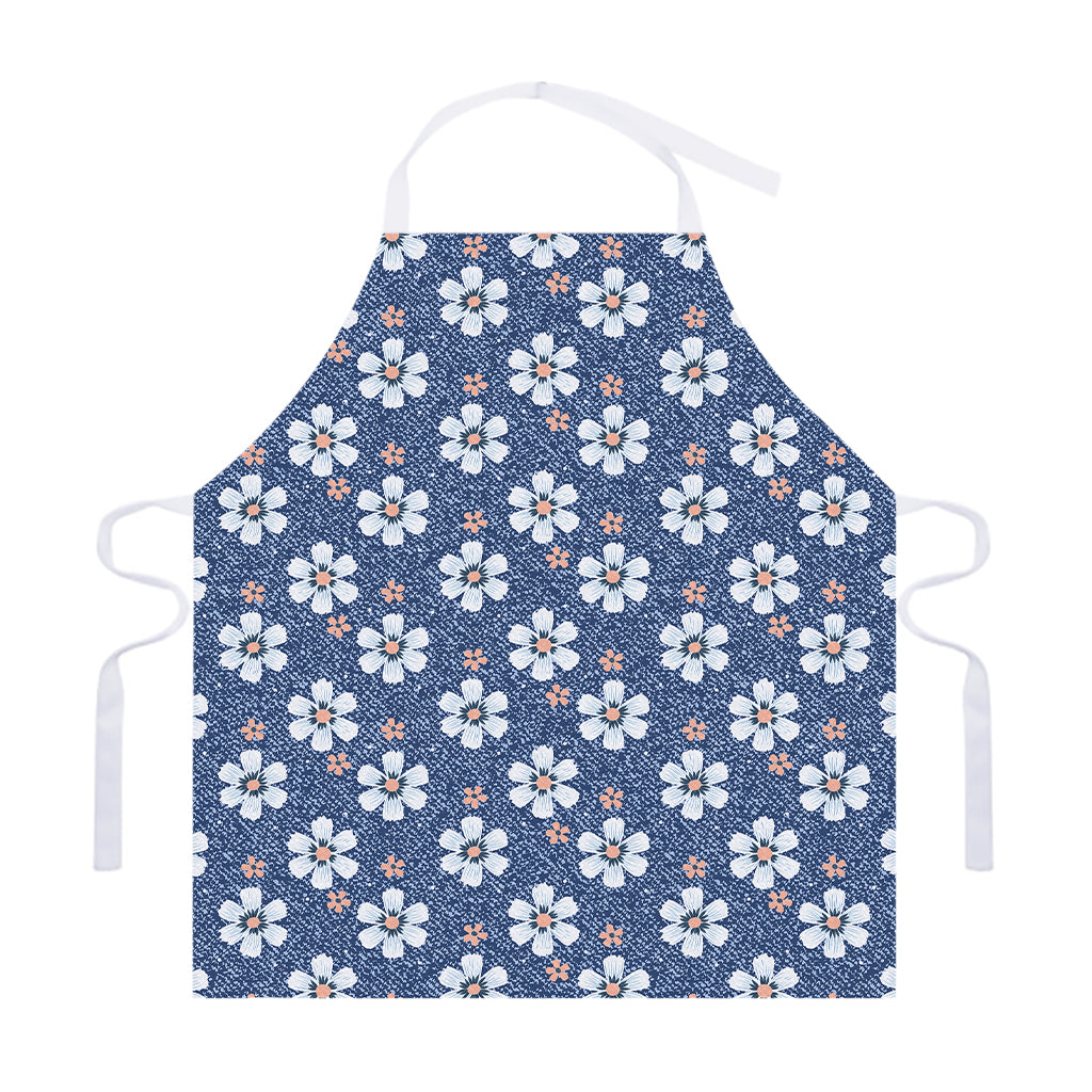 Flower Denim Jeans Pattern Print Adjustable Apron