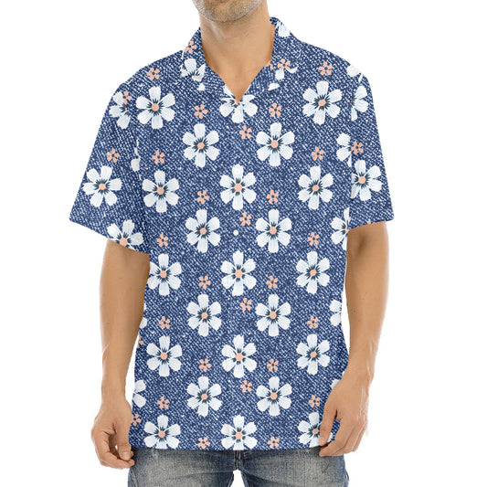 Flower Denim Jeans Pattern Print Aloha Shirt