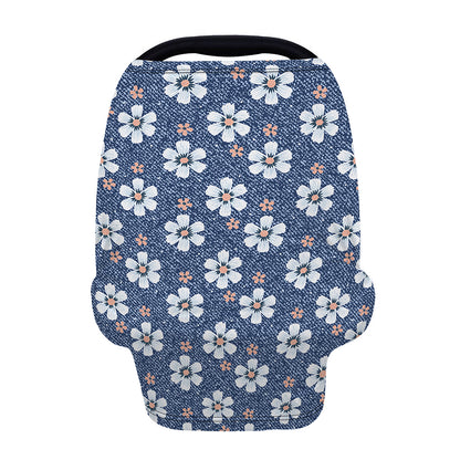 Flower Denim Jeans Pattern Print Baby Seat Cover