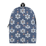 Flower Denim Jeans Pattern Print Backpack