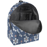 Flower Denim Jeans Pattern Print Backpack