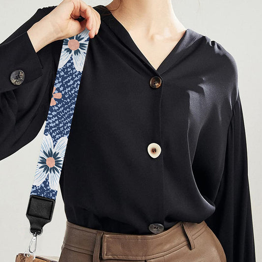 Flower Denim Jeans Pattern Print Bag Strap