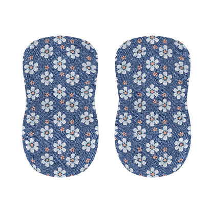 Flower Denim Jeans Pattern Print Bar Stool Covers