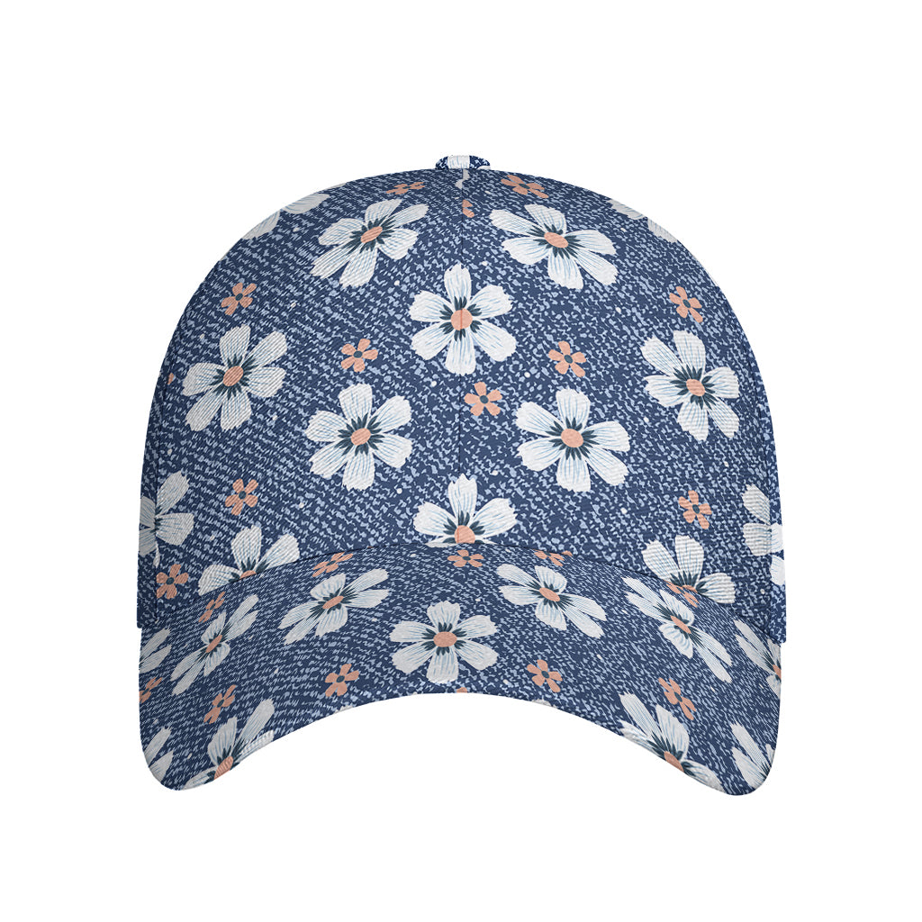 Flower Denim Jeans Pattern Print Baseball Cap