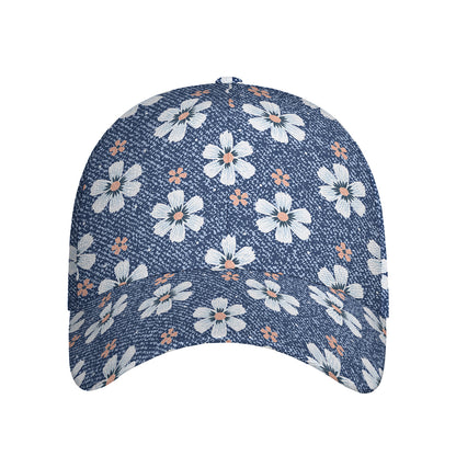 Flower Denim Jeans Pattern Print Baseball Cap