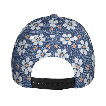 Flower Denim Jeans Pattern Print Baseball Cap