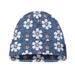 Flower Denim Jeans Pattern Print Beanie