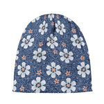 Flower Denim Jeans Pattern Print Beanie