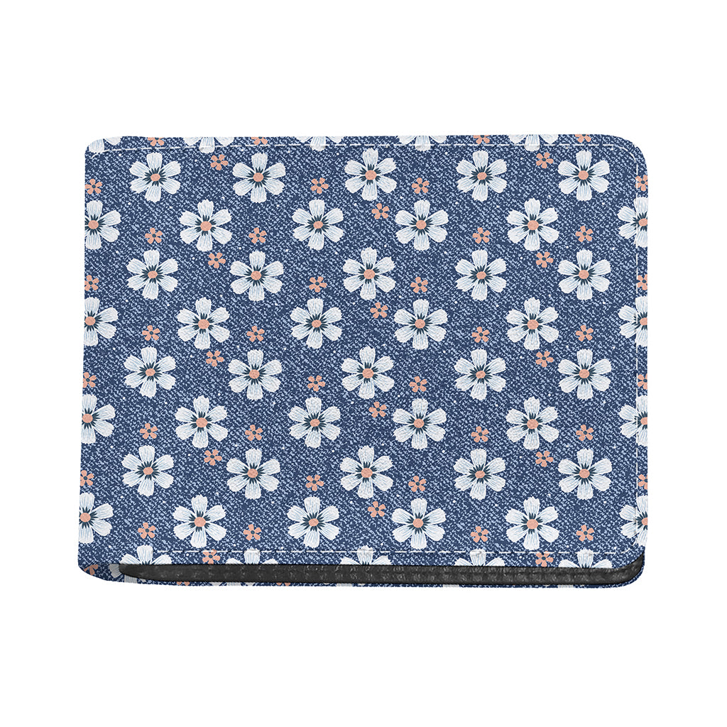 Flower Denim Jeans Pattern Print Bifold Wallet