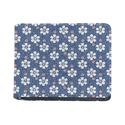 Flower Denim Jeans Pattern Print Bifold Wallet