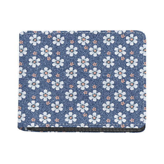 Flower Denim Jeans Pattern Print Bifold Wallet