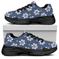 Flower Denim Jeans Pattern Print Black Chunky Shoes