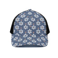 Flower Denim Jeans Pattern Print Black Mesh Trucker Hat