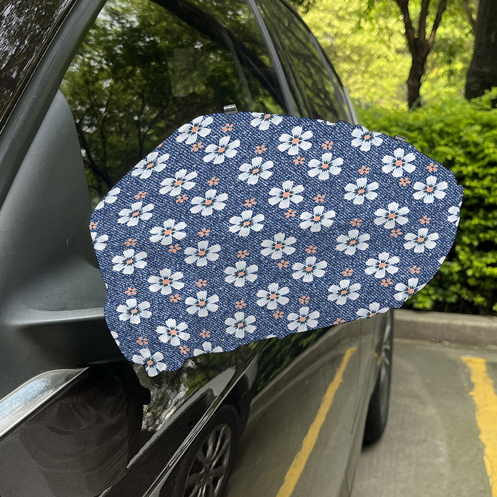 Flower Denim Jeans Pattern Print Car Side Mirror Covers