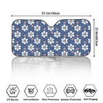 Flower Denim Jeans Pattern Print Car Windshield Sun Shade