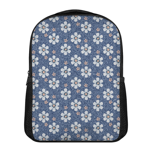 Flower Denim Jeans Pattern Print Casual Backpack