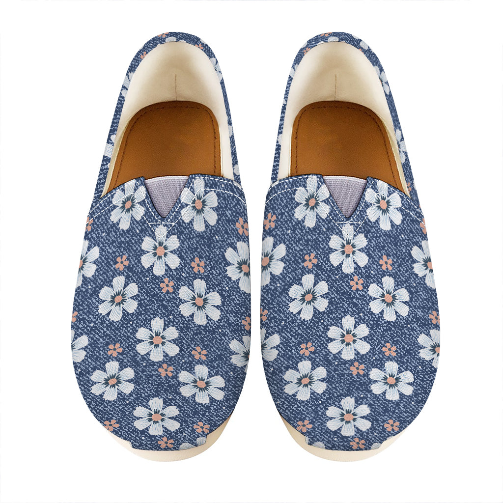 Flower Denim Jeans Pattern Print Casual Shoes