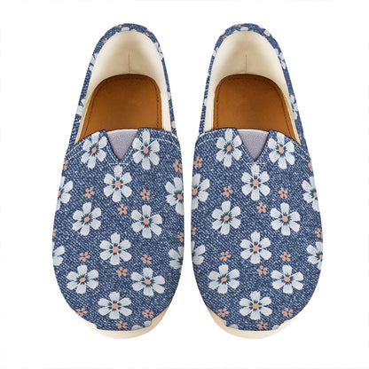 Flower Denim Jeans Pattern Print Casual Shoes
