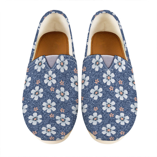 Flower Denim Jeans Pattern Print Casual Shoes