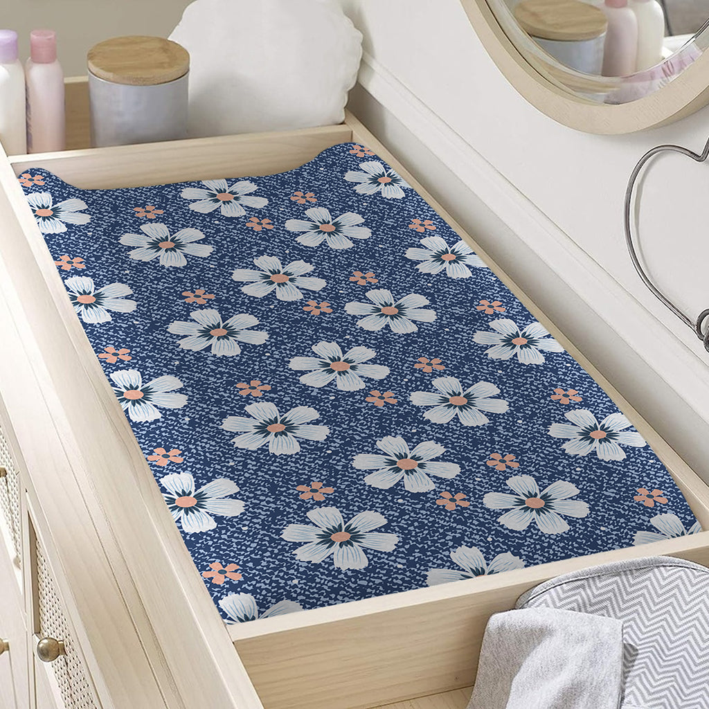 Flower Denim Jeans Pattern Print Changing Pad Cover