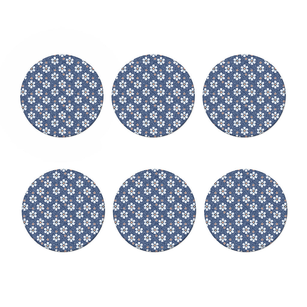 Flower Denim Jeans Pattern Print Coaster Set