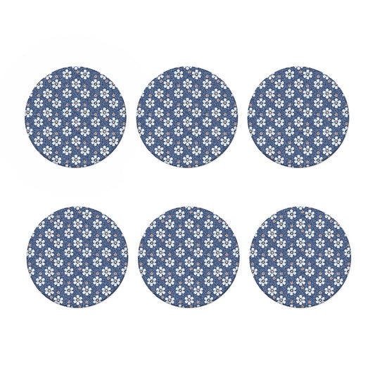 Flower Denim Jeans Pattern Print Coaster Set