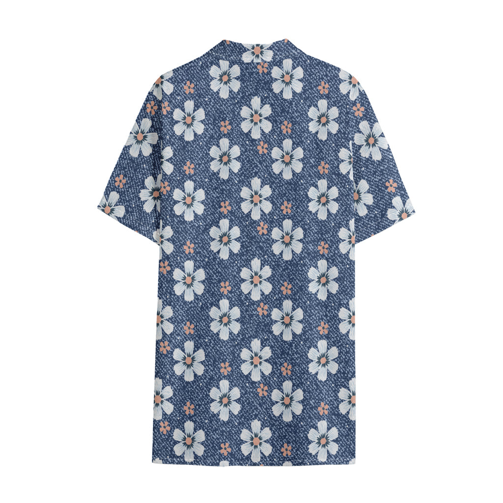 Flower Denim Jeans Pattern Print Cotton Hawaiian Shirt