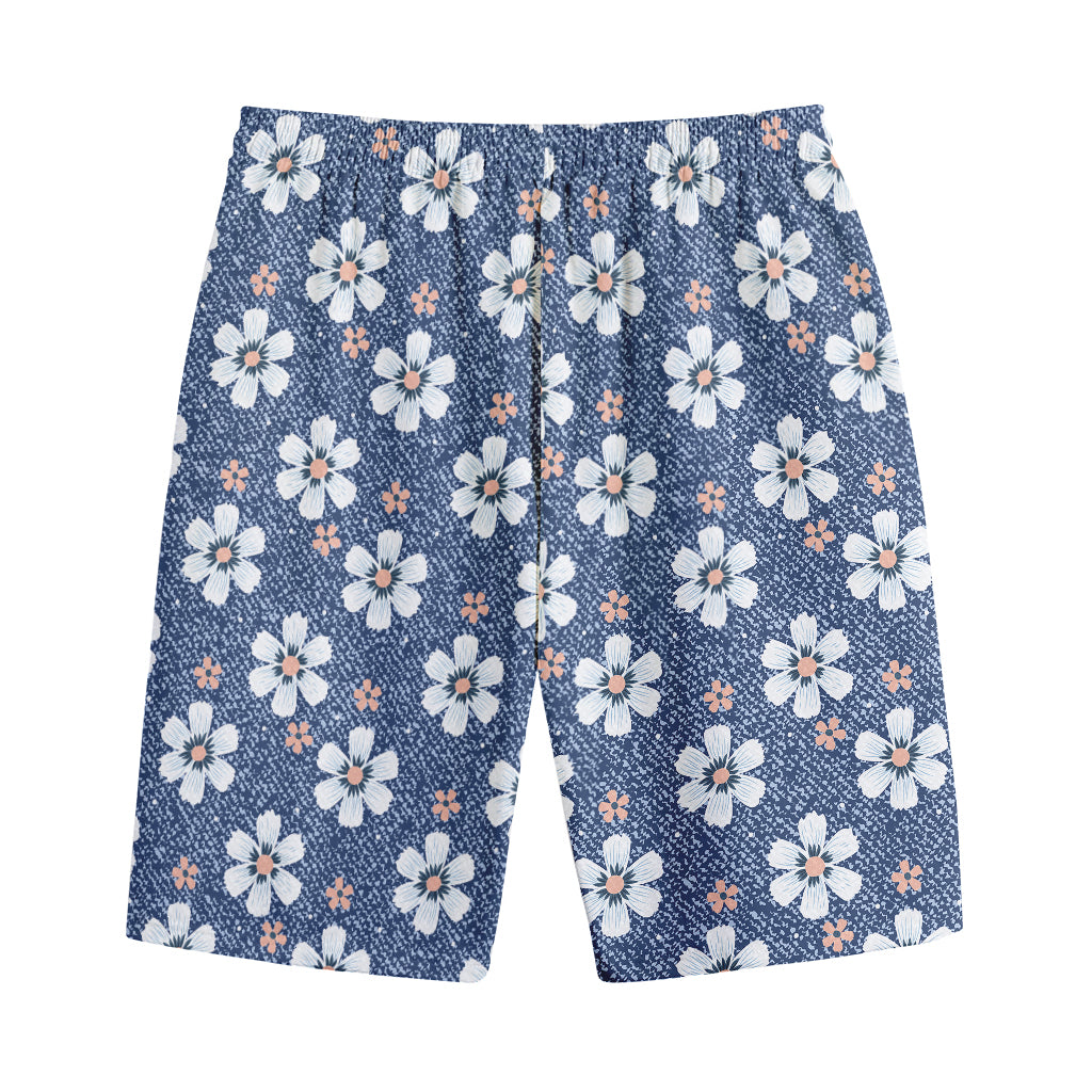 Flower Denim Jeans Pattern Print Cotton Shorts