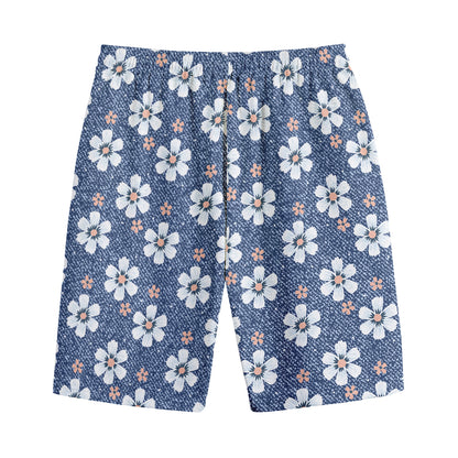 Flower Denim Jeans Pattern Print Cotton Shorts