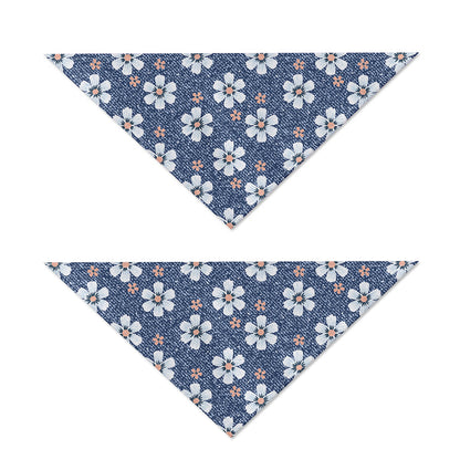 Flower Denim Jeans Pattern Print Dog Bandana
