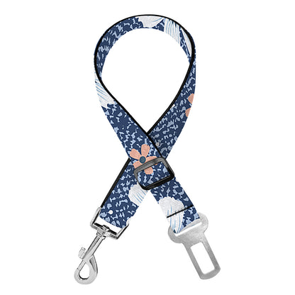 Flower Denim Jeans Pattern Print Dog Seat Belt