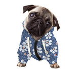 Flower Denim Jeans Pattern Print Dog Zip Up Hoodie