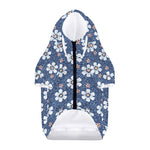 Flower Denim Jeans Pattern Print Dog Zip Up Hoodie