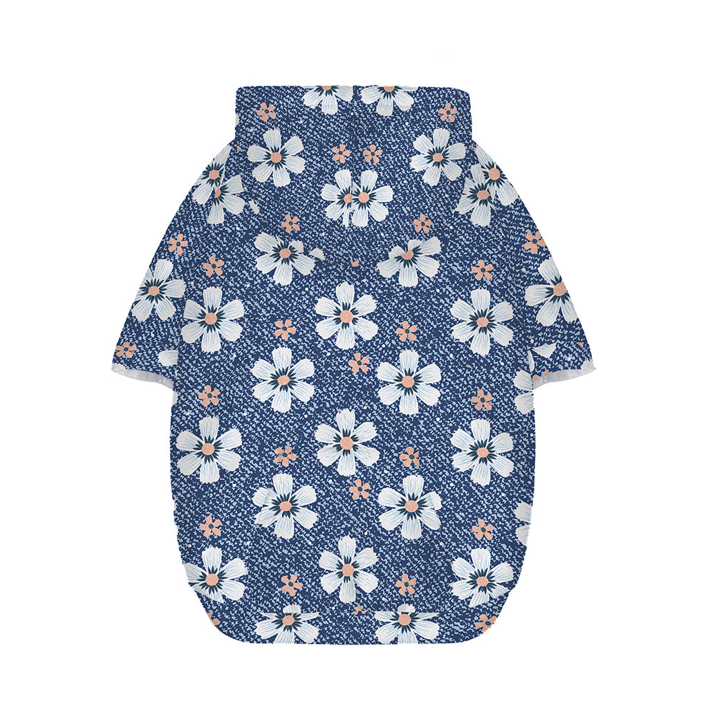 Flower Denim Jeans Pattern Print Dog Zip Up Hoodie