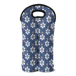 Flower Denim Jeans Pattern Print Double Neoprene Wine Tote