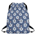 Flower Denim Jeans Pattern Print Drawstring Backpack