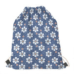 Flower Denim Jeans Pattern Print Drawstring Bag