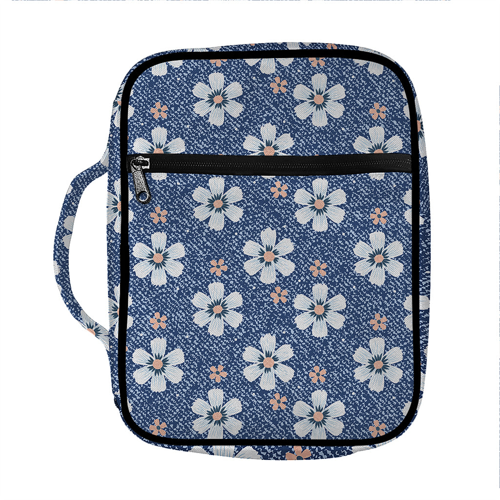 Flower Denim Jeans Pattern Print Front Pocket Bible Bag