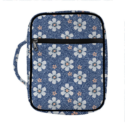 Flower Denim Jeans Pattern Print Front Pocket Bible Bag