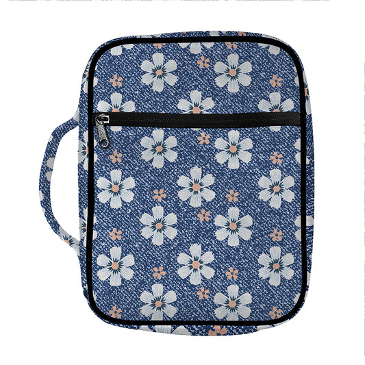Flower Denim Jeans Pattern Print Front Pocket Bible Bag