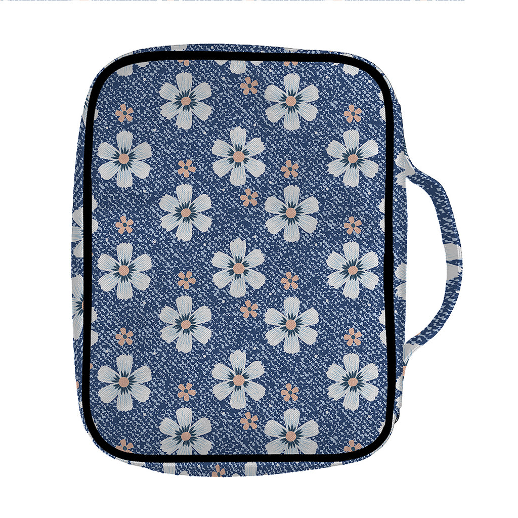 Flower Denim Jeans Pattern Print Front Pocket Bible Bag
