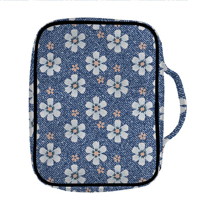 Flower Denim Jeans Pattern Print Front Pocket Bible Bag