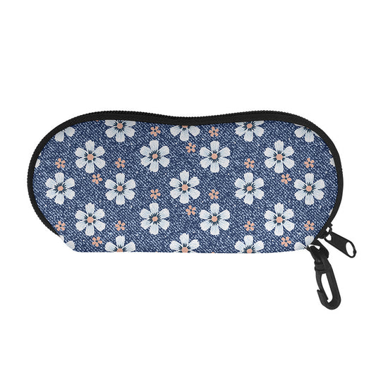 Flower Denim Jeans Pattern Print Glasses Case