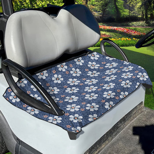 Flower Denim Jeans Pattern Print Golf Cart Seat Cover
