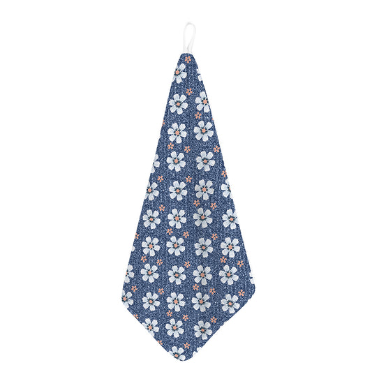 Flower Denim Jeans Pattern Print Hand Towel