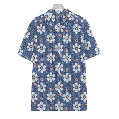 Flower Denim Jeans Pattern Print Hawaiian Shirt