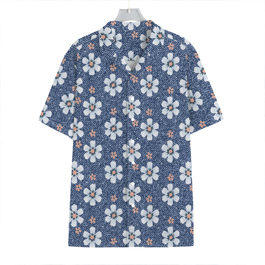 Flower Denim Jeans Pattern Print Hawaiian Shirt