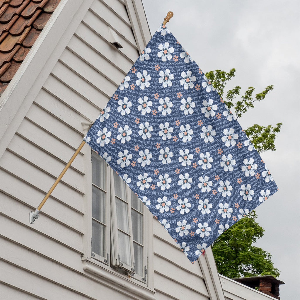 Flower Denim Jeans Pattern Print House Flag