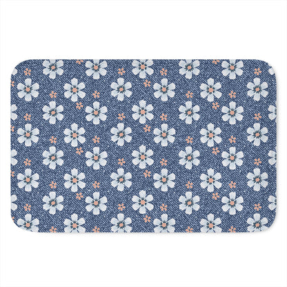 Flower Denim Jeans Pattern Print Indoor Door Mat